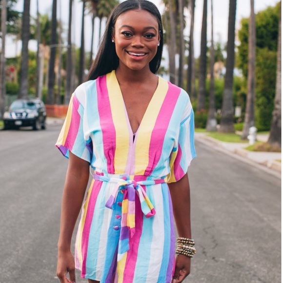 55*LAST 1* Carnival Striped Romper - Picture 2 of 6